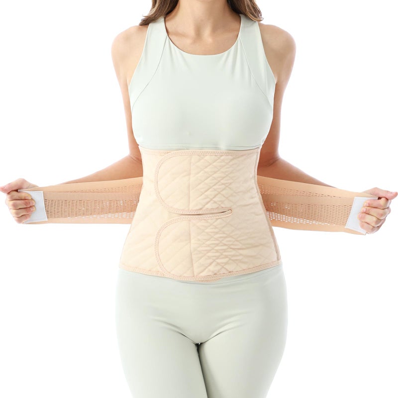 Allaugh Postpartum Belly Band for Women Abdominal Binder Post Surgery C Section Waist Trainer Easy Put On and Take Off Comfortable Swelling Relief for Hysterectomy PostOp Core Compression Support